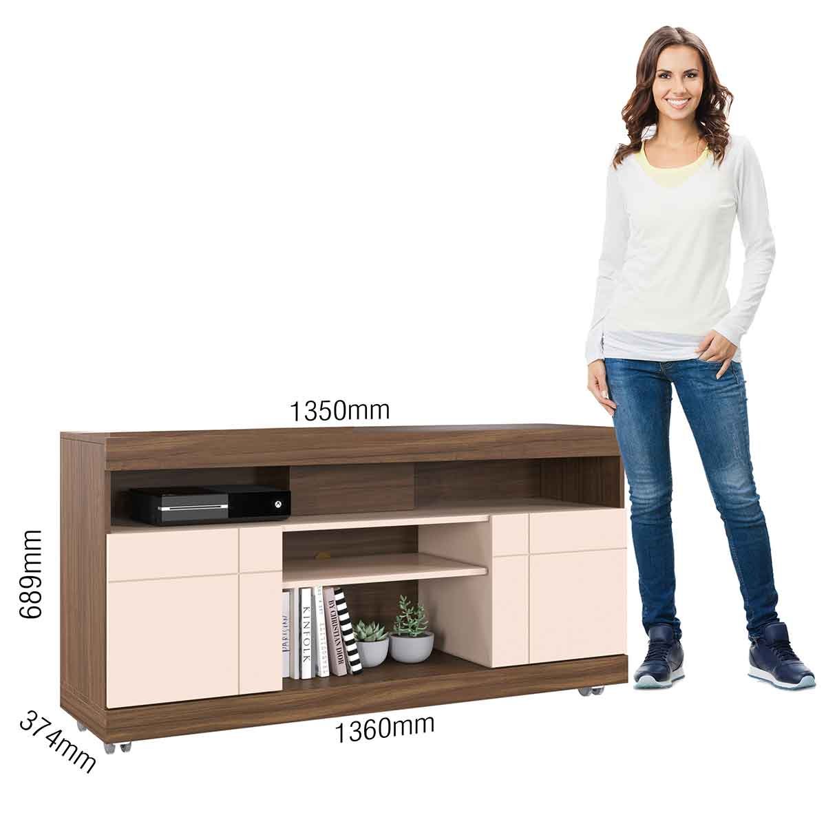 Rack Bancada Tayara 2 Portas 6 Pés 47" Polegadas Nogueira Real/Off White