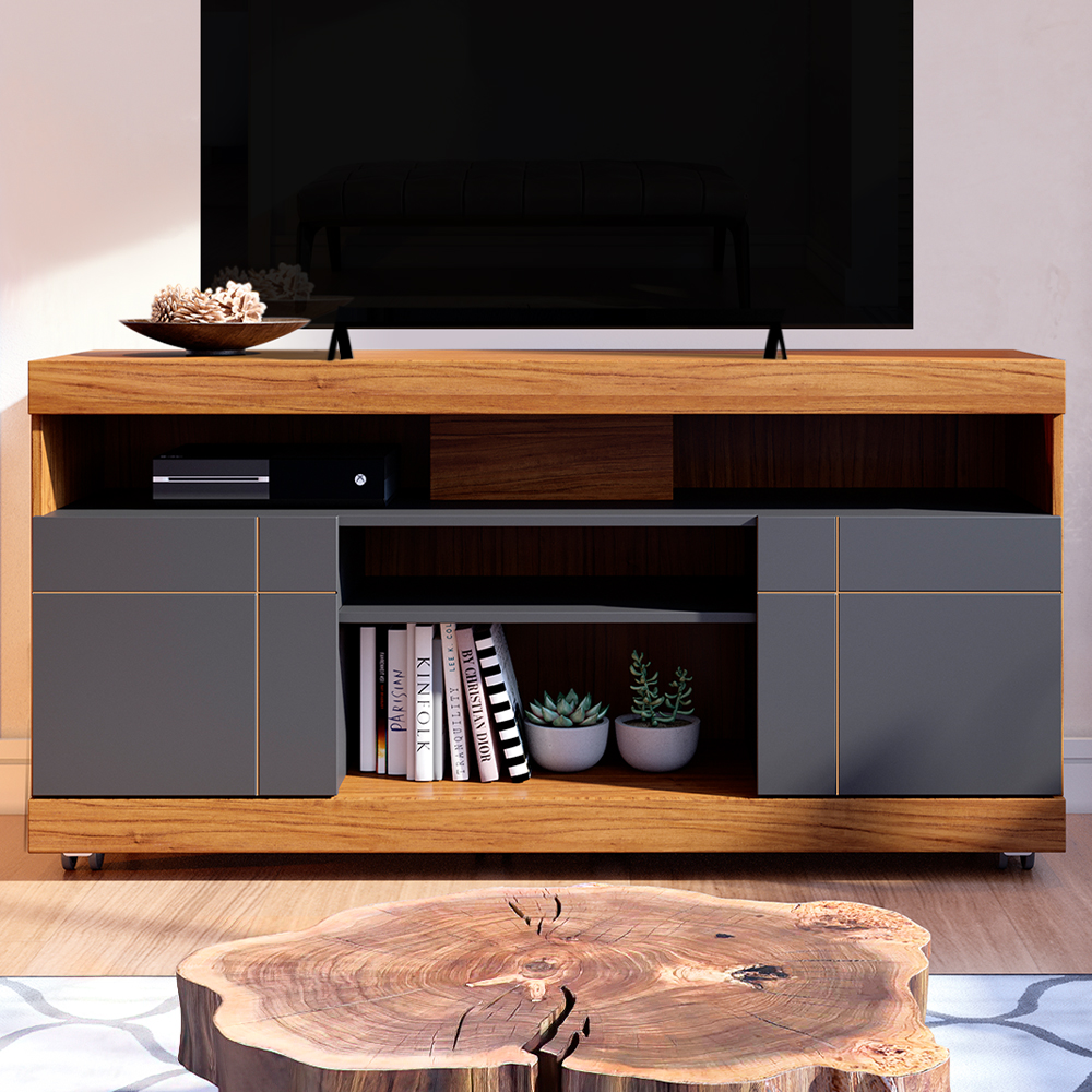 Rack Bancada Tv 47 Pol 136 cm Yara Noce Milano Preto Colibri