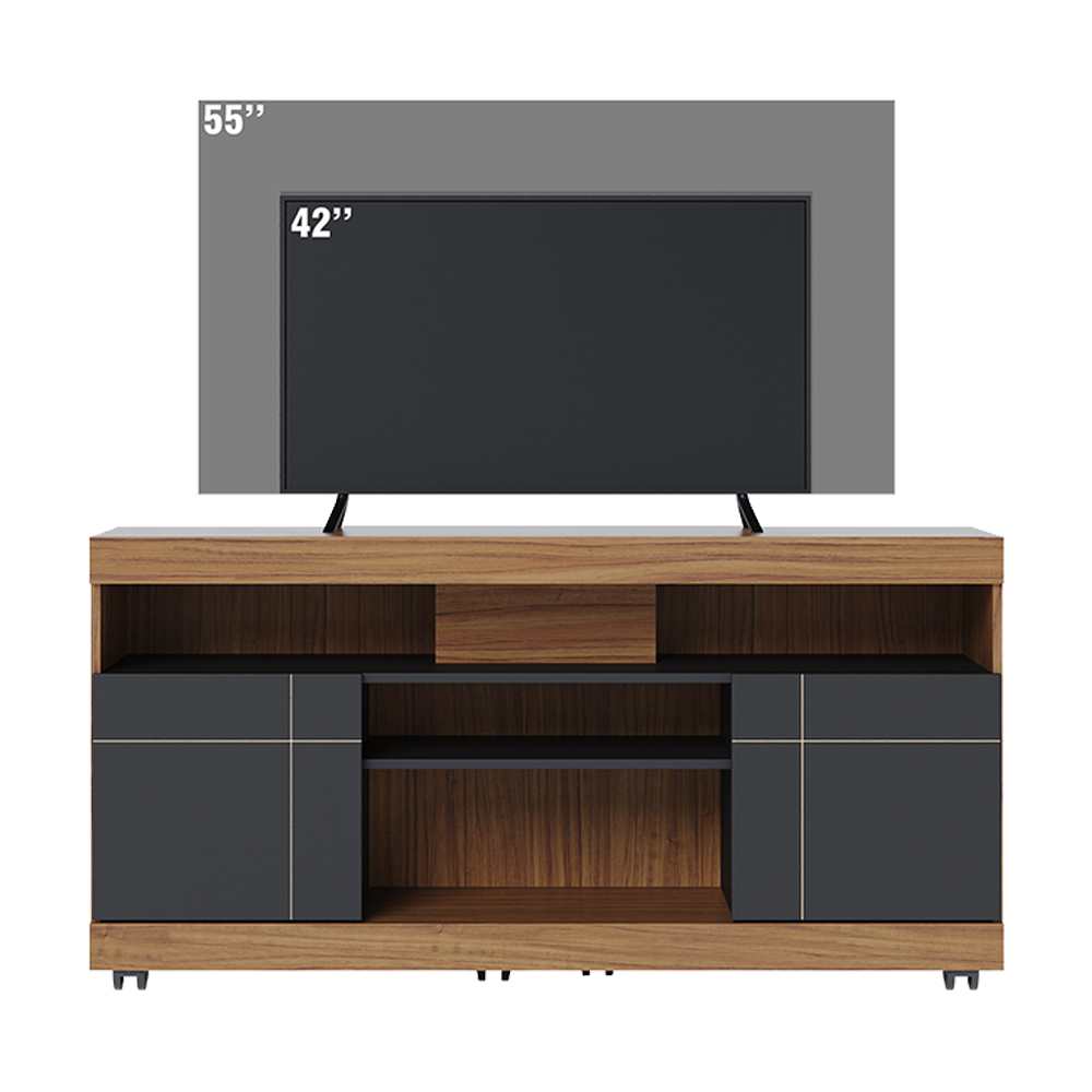 Rack Bancada Tv 47 Pol 136 cm Yara Noce Milano Preto Colibri