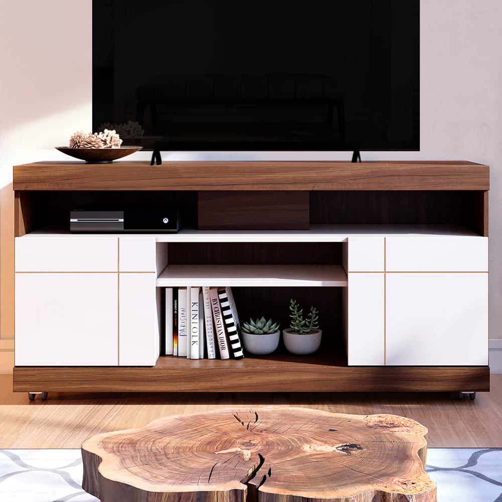 Rack Bancada Tv 47 Pol 136 cm Yara Nogueira Real Off White Colibri