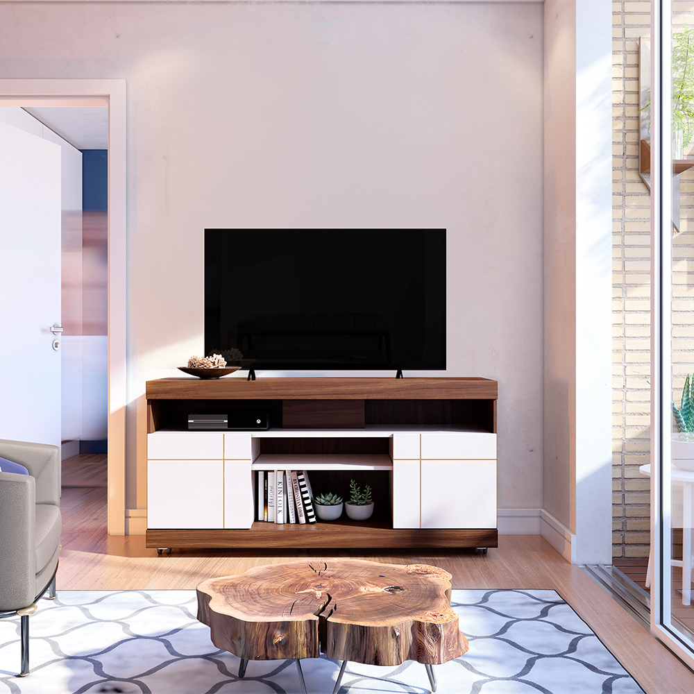 Rack Bancada Tv 47 Pol 136 cm Yara Nogueira Real Off White Colibri