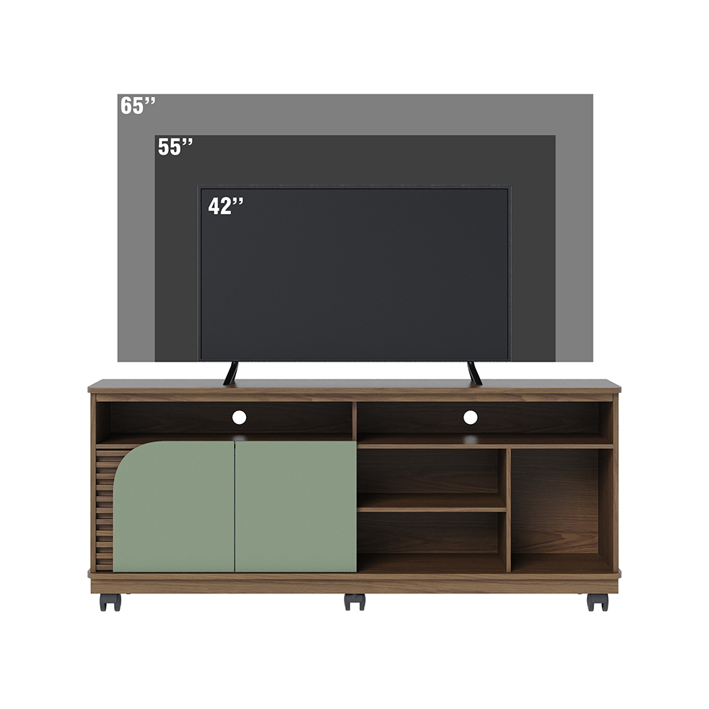Rack Bancada Tv 65 Pol 150 cm Jurere Amendoa Hortela Colibri