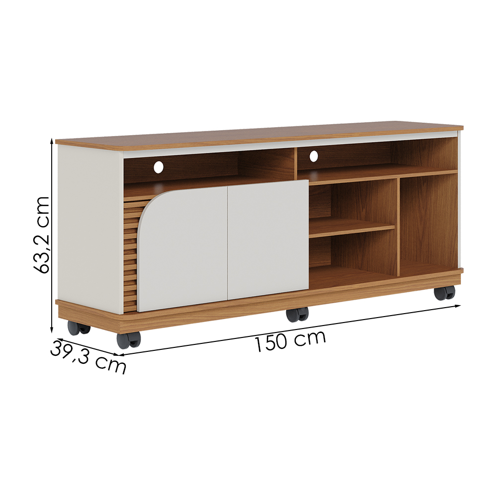 Rack Bancada Tv 65 Pol 150 cm Jurere Freijo Off White Matte Colibri