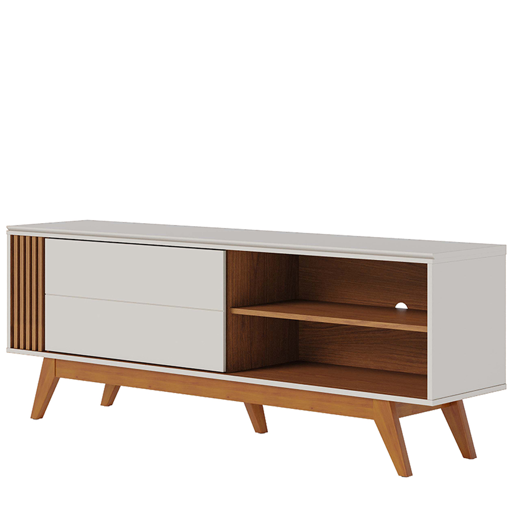 Rack Bancada Tv 65 Pol 160 cm Otawa Off White Matte Freijó Colibri