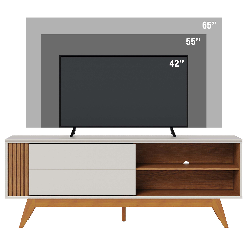 Rack Bancada Tv 65 Pol 160 cm Otawa Off White Matte Freijó Colibri