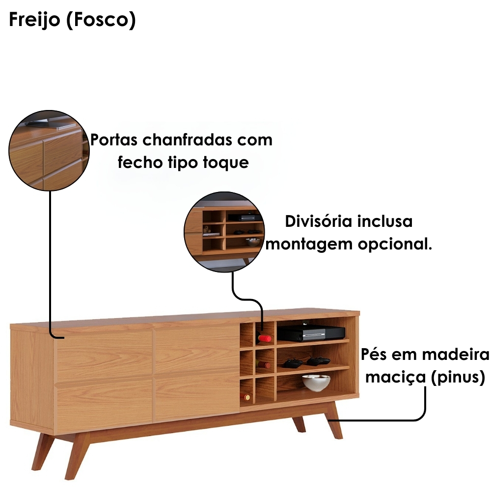 Rack Bancada Tv 70 Pol 180 cm Noronha Freijo Colibri