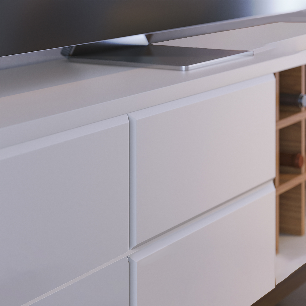 Rack Bancada Tv 70 Pol 180 cm Noronha Off White Matte Freijo Colibri