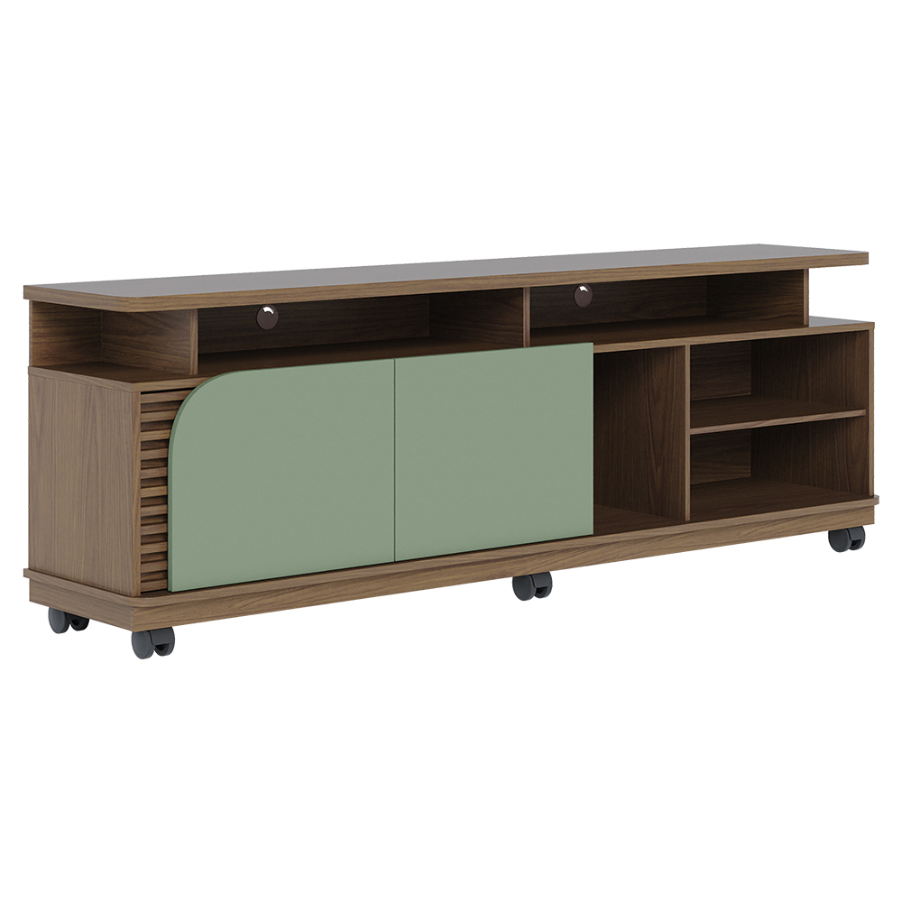Rack Bancada Tv 75 Pol 180 cm Jurere Amendoa Hortela Colibri