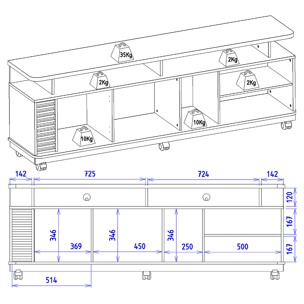 Rack Bancada Tv 75 Pol 180 cm Jurere Amendoa Hortela Colibri