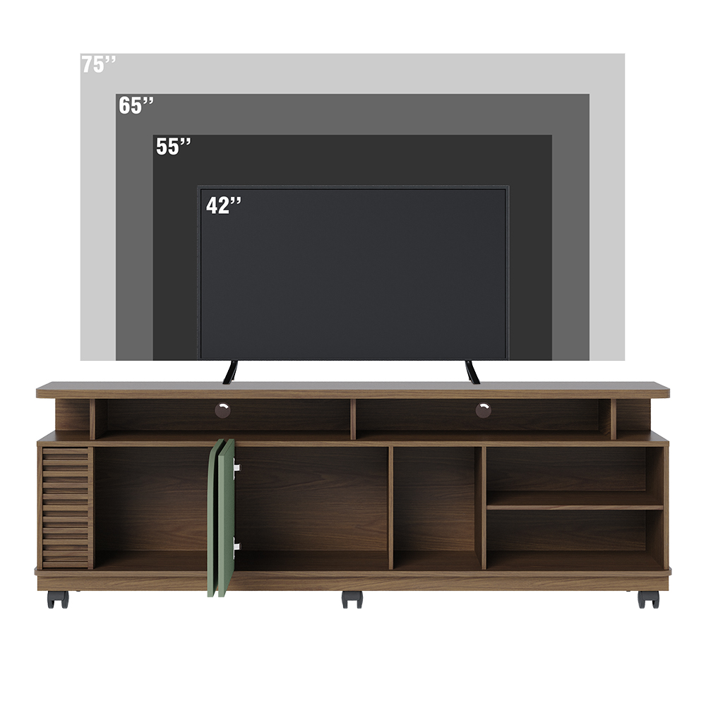 Rack Bancada Tv 75 Pol 180 cm Jurere Amendoa Hortela Colibri
