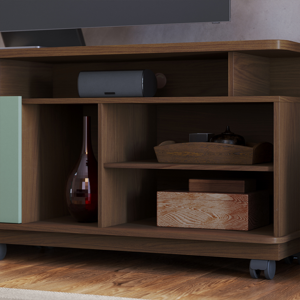 Rack Bancada Tv 75 Pol 180 cm Jurere Amendoa Hortela Colibri