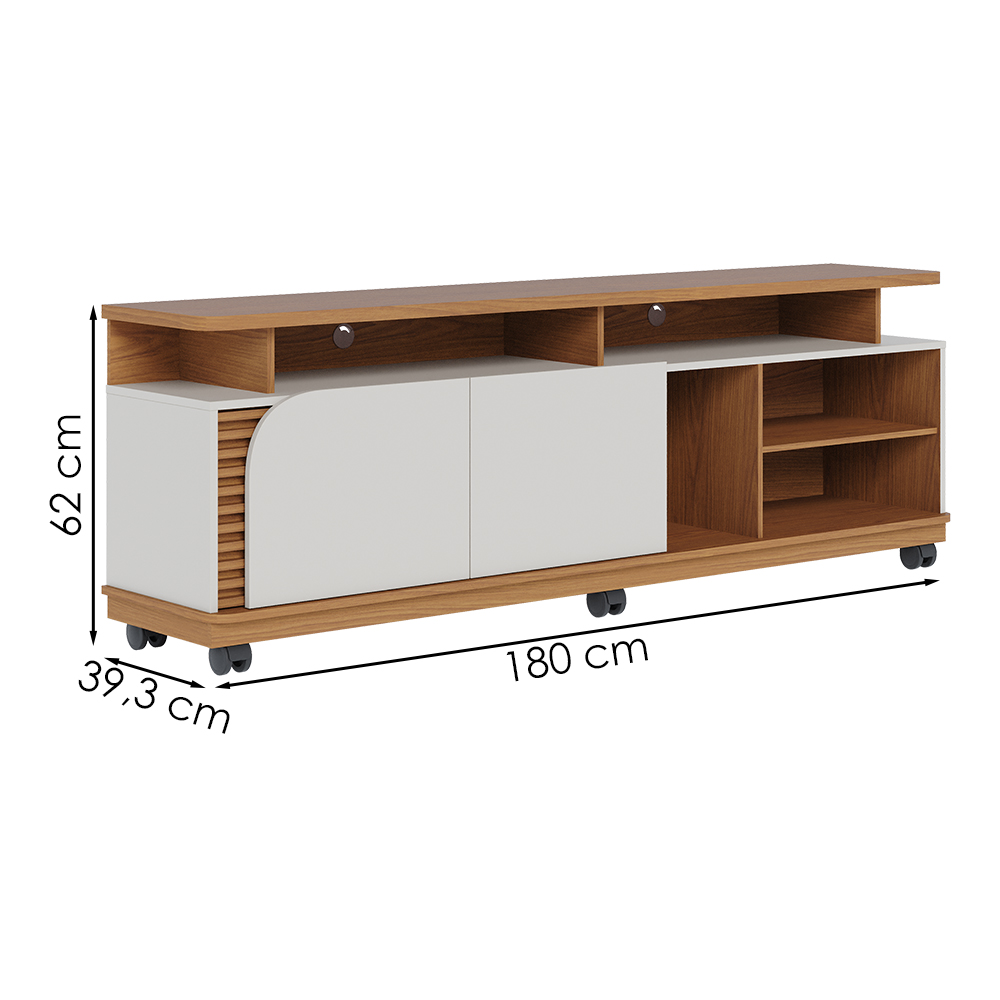 Rack Bancada Tv 75 Pol 180 cm Jurere Freijo Off White Matte Colibri