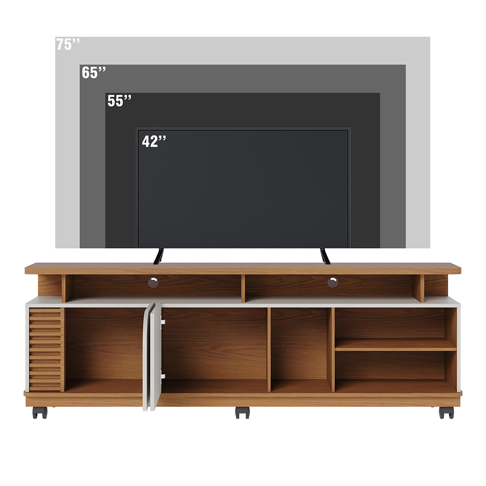 Rack Bancada Tv 75 Pol 180 cm Jurere Freijo Off White Matte Colibri