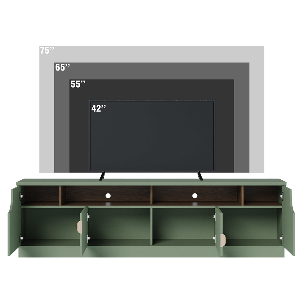 Rack Bancada Tv 75 Pol 200 cm 4 Portas Santorini Hortela Amendoa Colibri