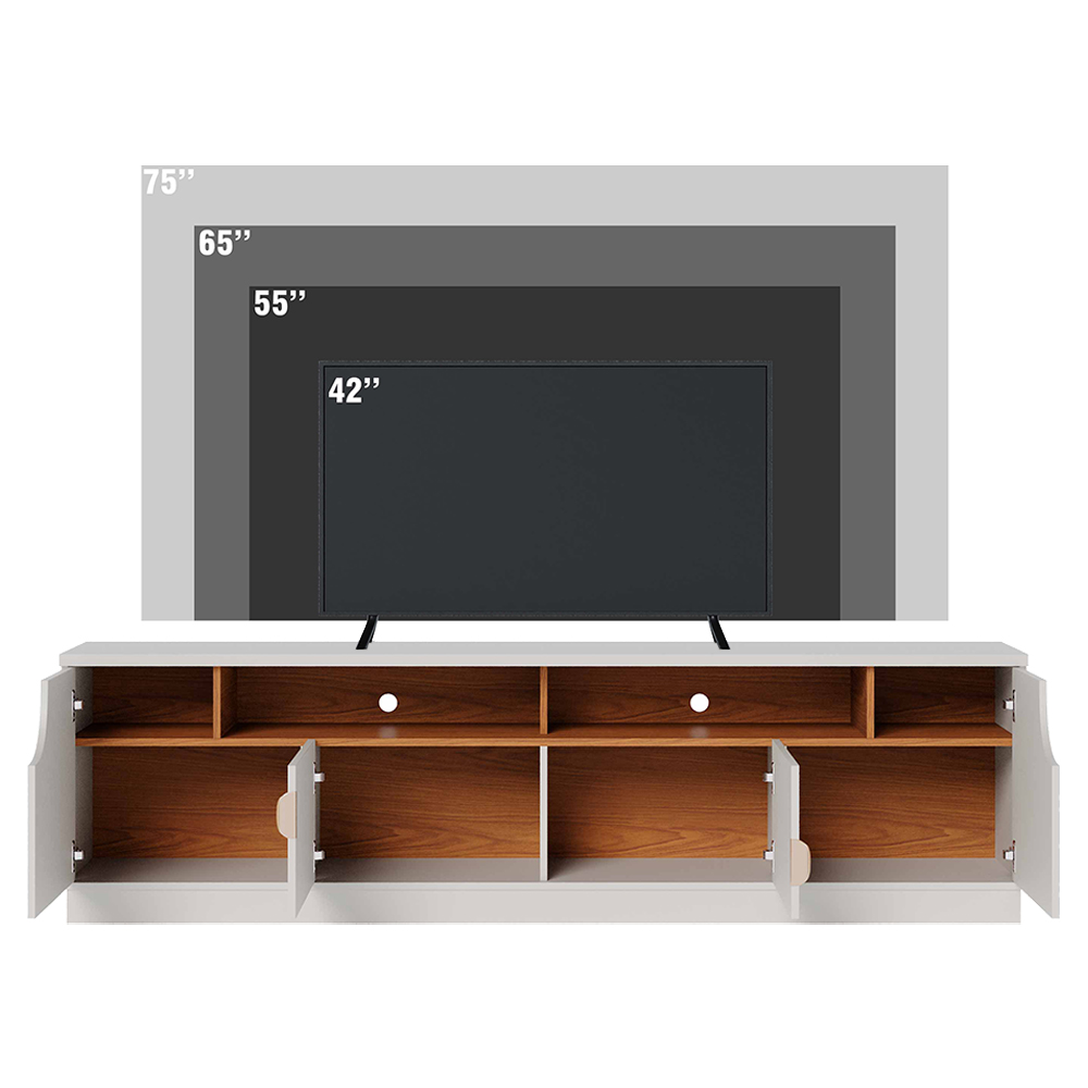 Rack Bancada Tv 75 Pol 200 cm 4 Portas Santorini Off White Matte Freijo Colibri