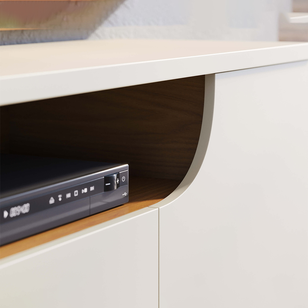 Rack Bancada Tv 75 Pol 200 cm 4 Portas Santorini Off White Matte Freijo Colibri