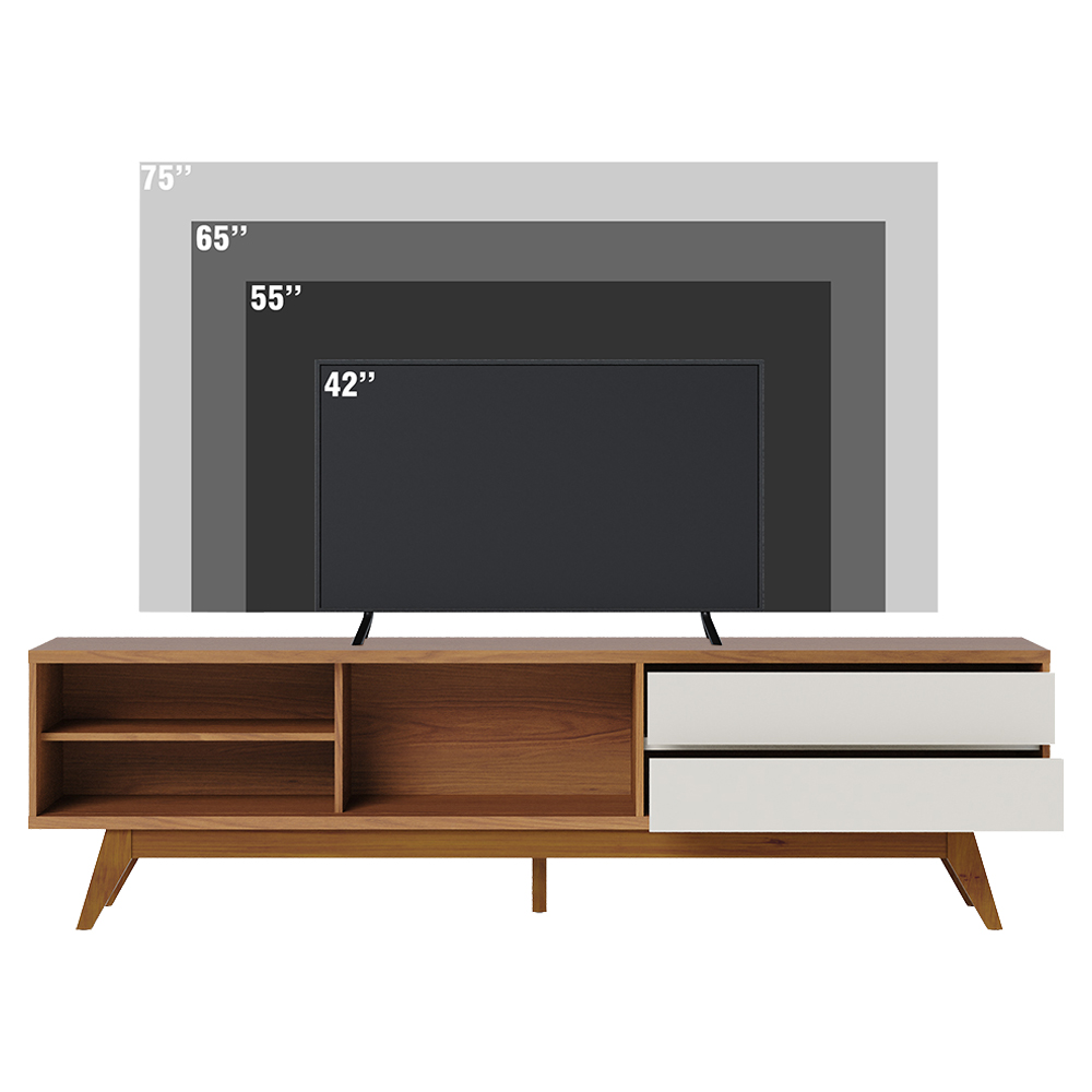 Rack Bancada Tv 75 Pol 200 cm Veneza Freijo Off White Matte Colibri