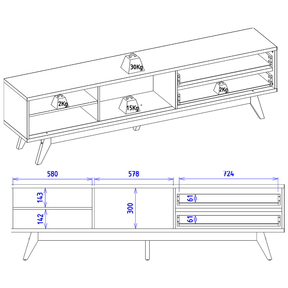 Rack Bancada Tv 75 Pol 200 cm Veneza Off White Matte Colibri