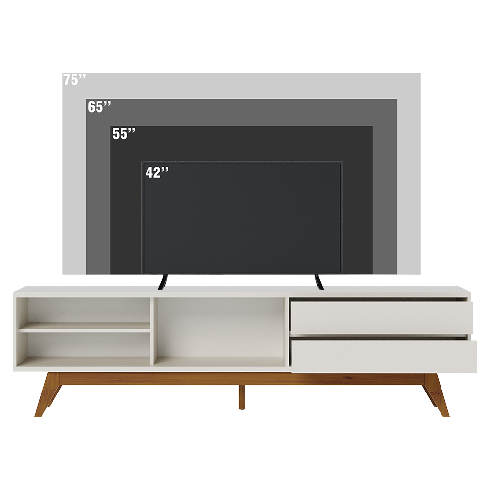 Rack Bancada Tv 75 Pol 200 cm Veneza Off White Matte Colibri