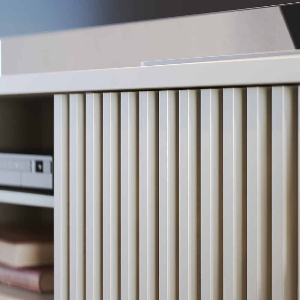 Rack Bancada Tv 75 Pol 200 cm Veneza Off White Matte Colibri