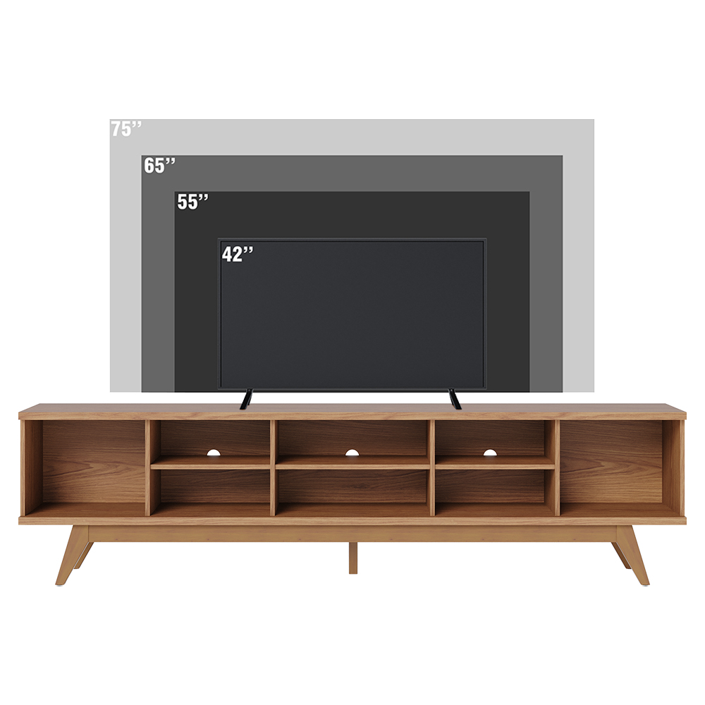 Rack Bancada Tv 75 Pol 218 cm 4 Portas Fortaleza Freijo Colibri
