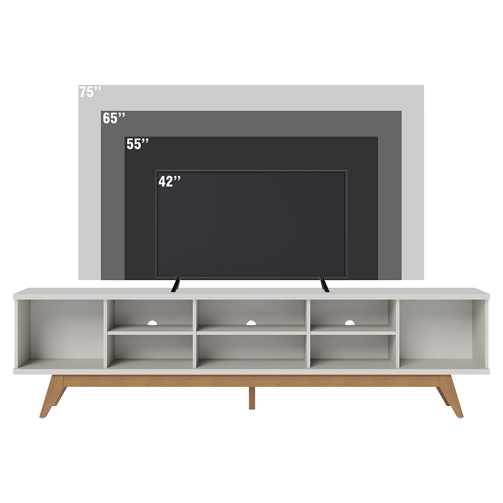 Rack Bancada Tv 75 Pol 218 cm 4 Portas Fortaleza Off White Matte Colibri