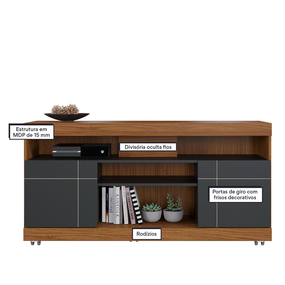 Rack Bancada Yara Noce Milano/Preto Fosco para TV até 47” - Colibri