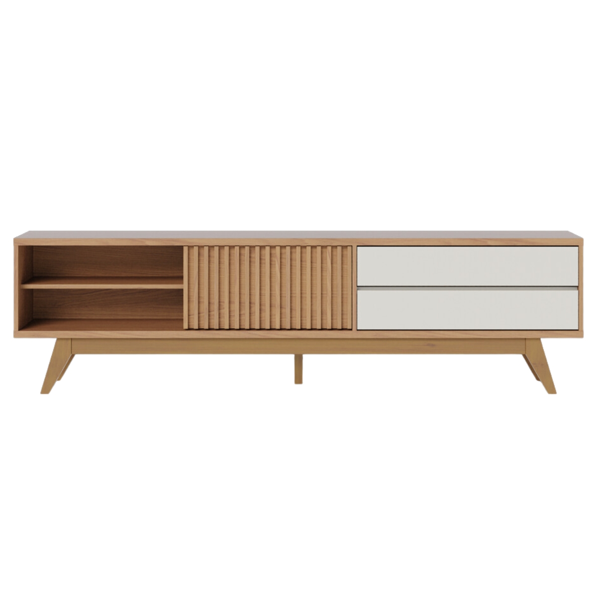 Rack Frisado para TVs 75" Calabria Freijó Off White Matte