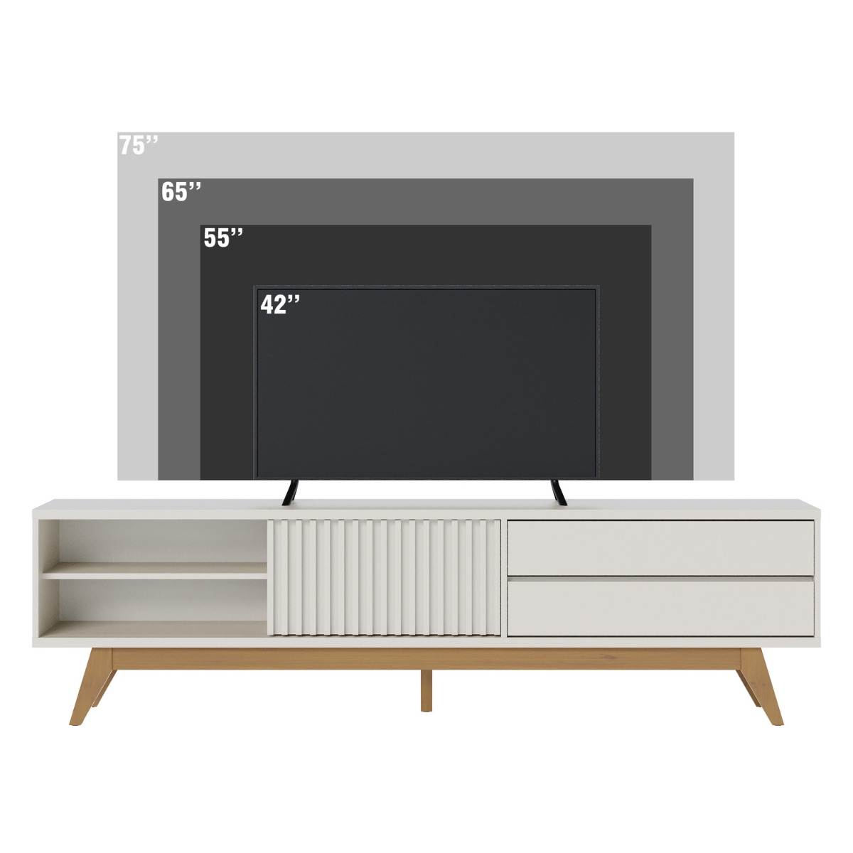 Rack Frisado para TVs 75" Calabria Off White Matte