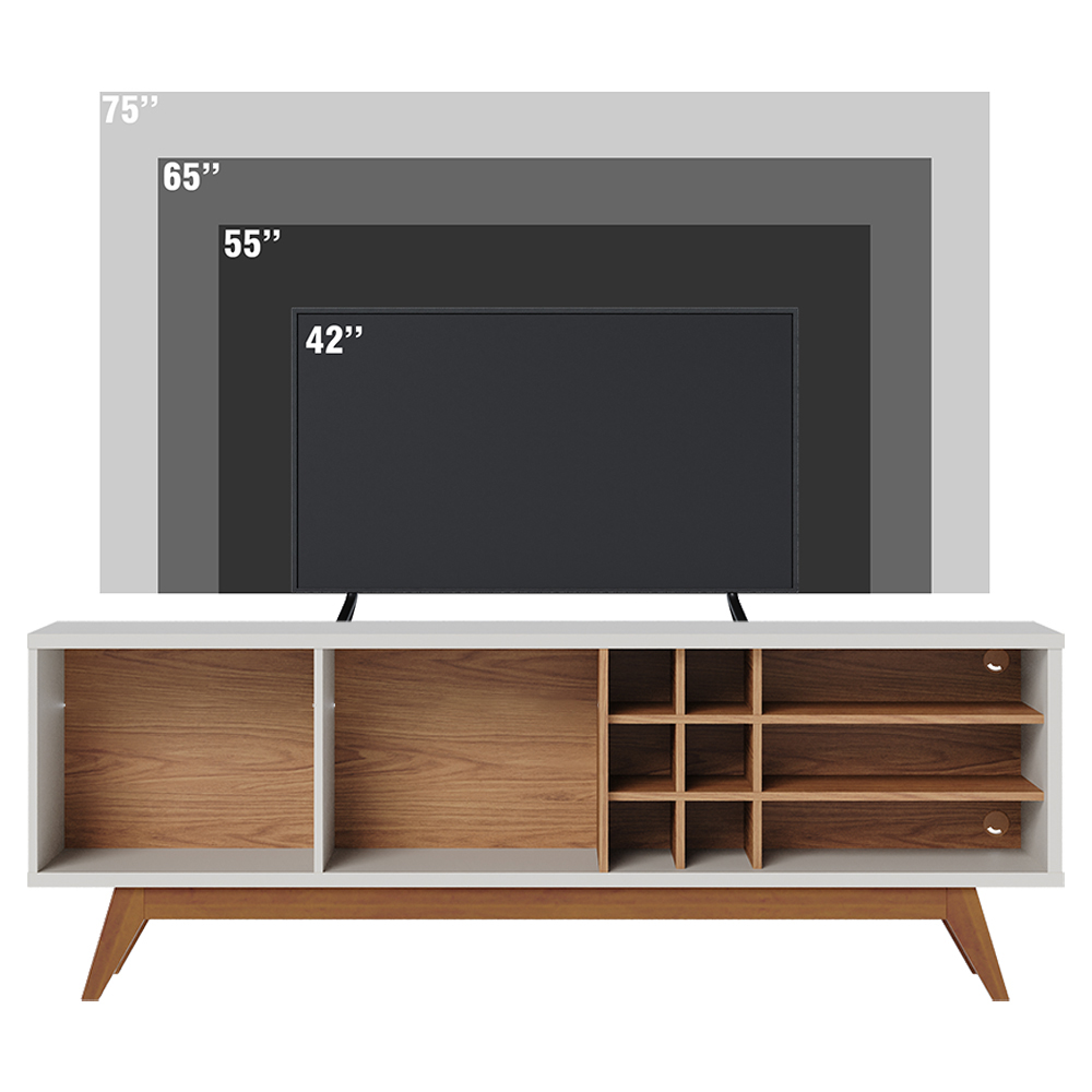 Rack Noronha Painel Leme Tv 70 Pol Extensivel Freijo Off White Matte Colibri
