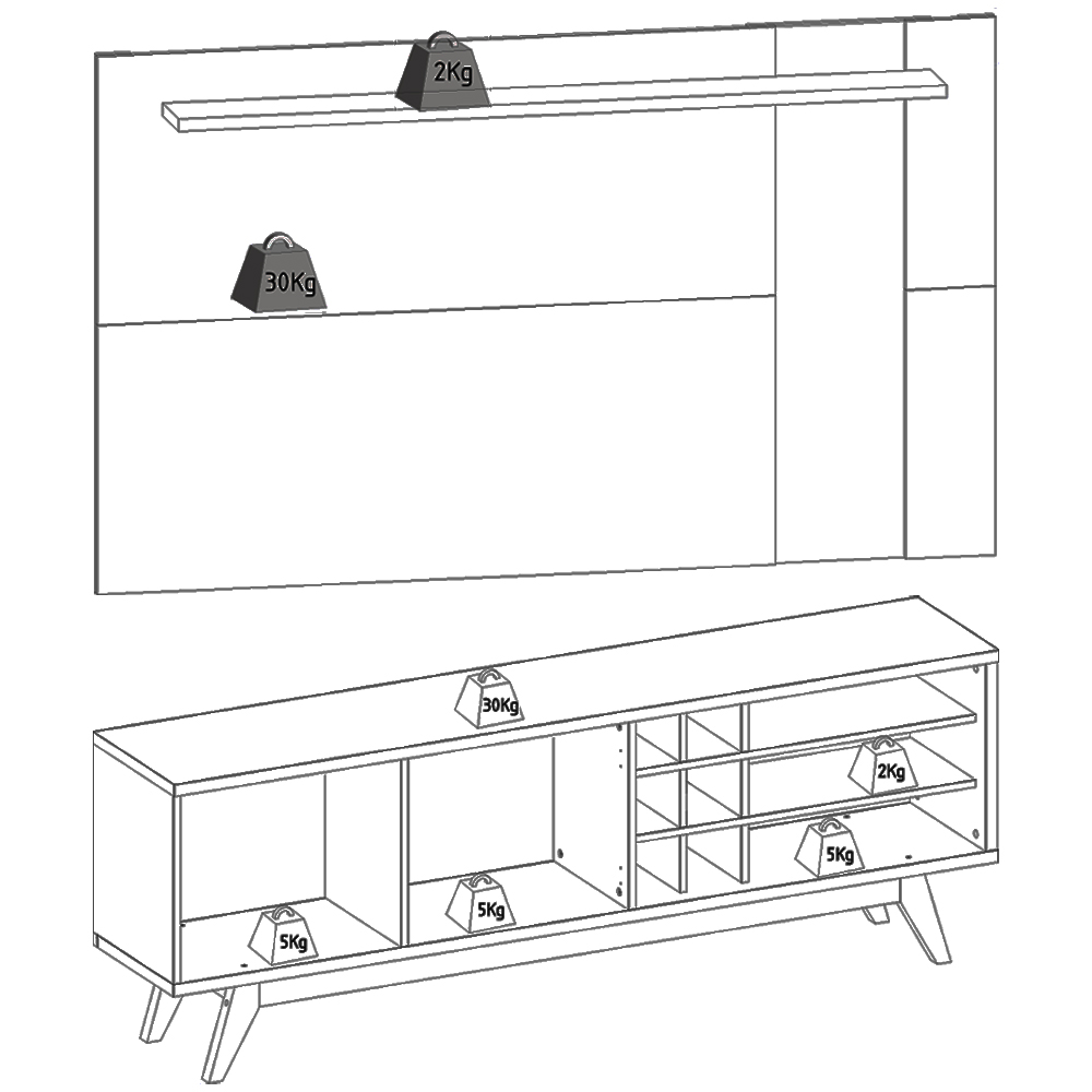 Rack Noronha Painel Leme Tv 70 Pol Extensivel Off White Matte Freijo Colibri