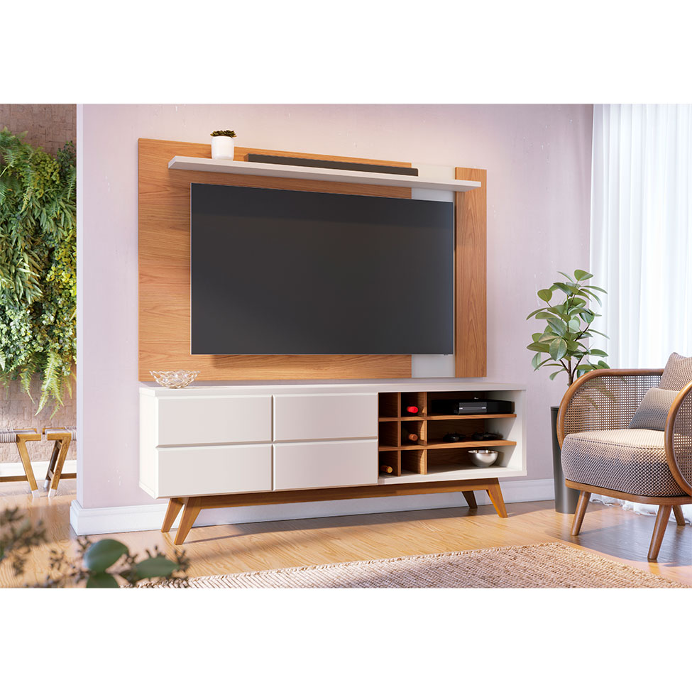 Rack Noronha com Painel para TV até 70 Polegadas Leme Freijó e Off White