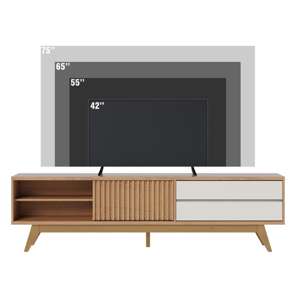 Rack Ripado para TVs 75" Viareggio Freijó Off White Matte