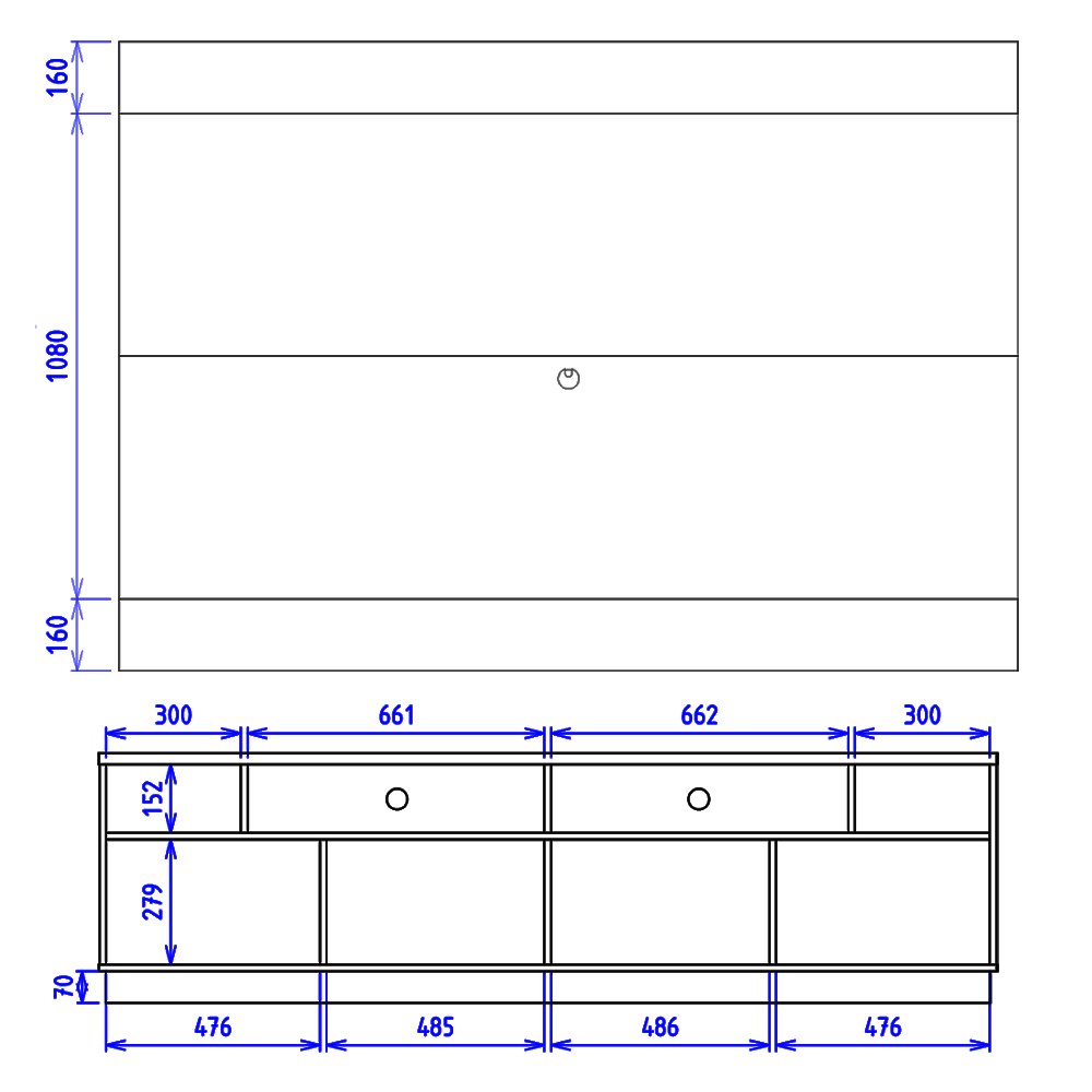 Rack Santorini e Painel Nilo Tv 75 Pol 200 cm Off White Matte Freijo Colibri