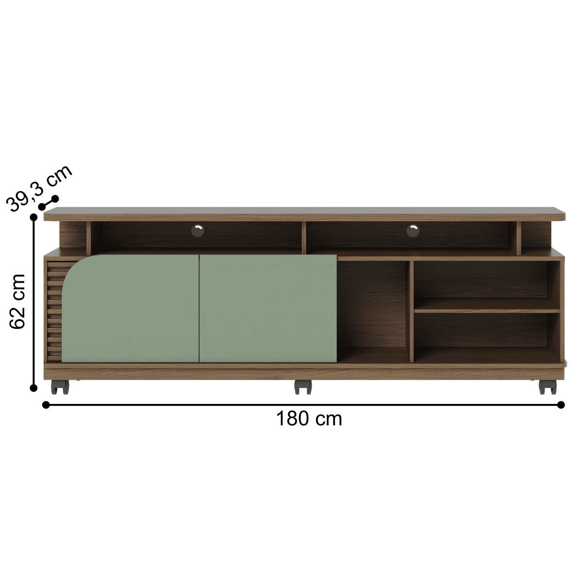 Rack TVs 75" e 4 Prateleiras Florença Amendoa Hortelã