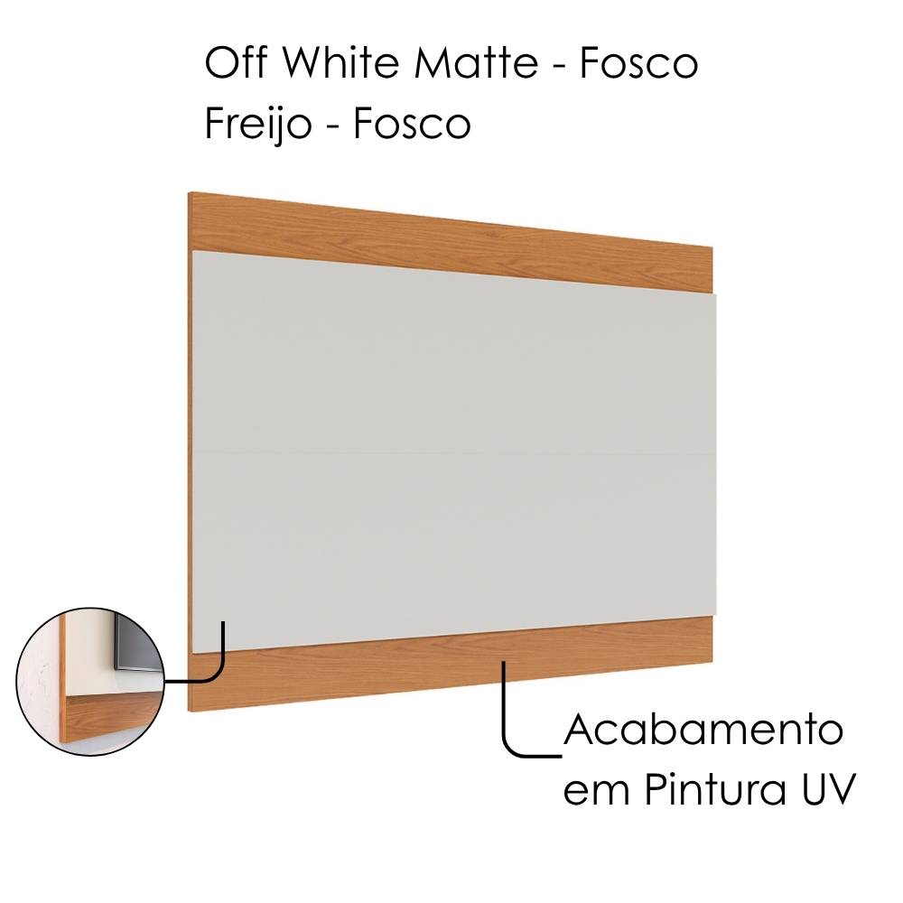 Rack Veneza e Painel Nilo Tv 75 Pol 200 cm Off White Matte Freijo Colibri