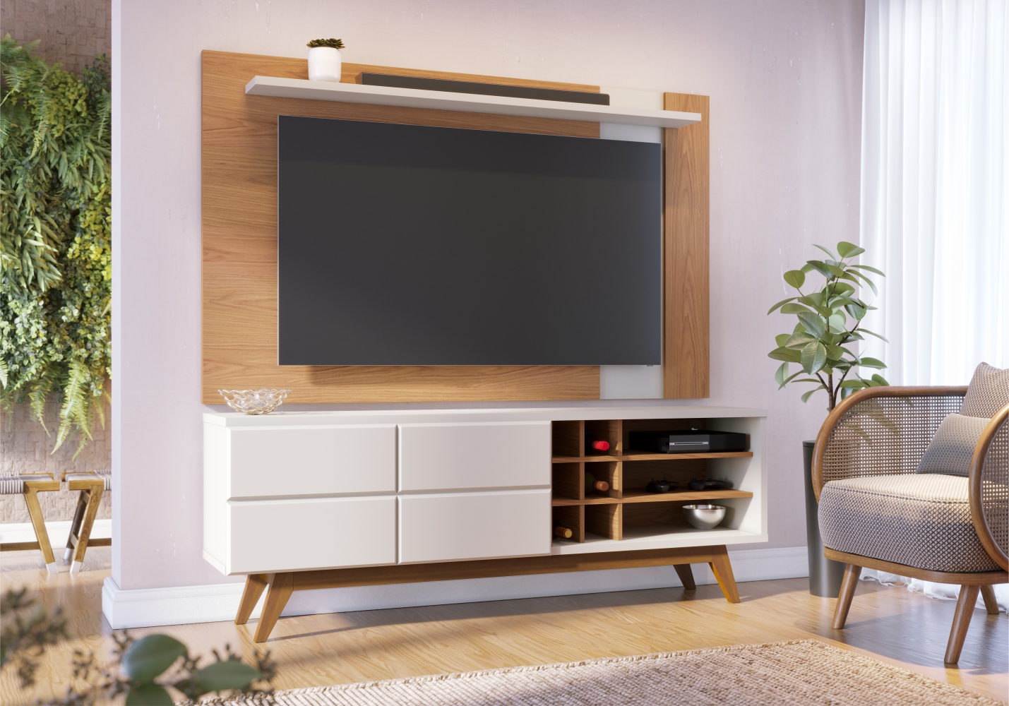 Rack e Painel para TV 70 Polegadas Igor Freijo Off-White Matte