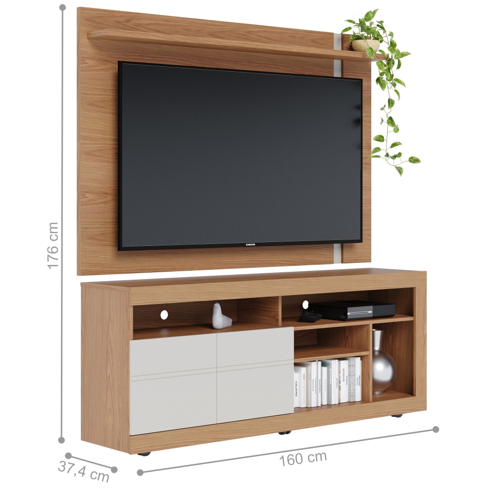 Rack e Painel para TV 70 Polegadas Steve Freijo Off-White Matte