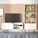 Rack para TV Space com estante de Livros Link Branco fosco Tauari nobre Colibri Moveis