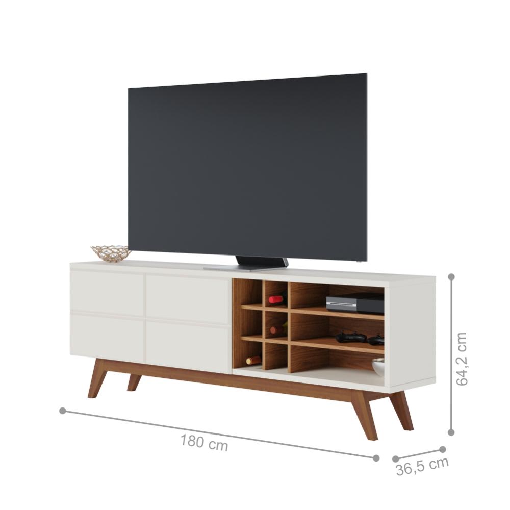 Rack para TV ate 70 Polegadas Isabel Off-White Matte Freijo