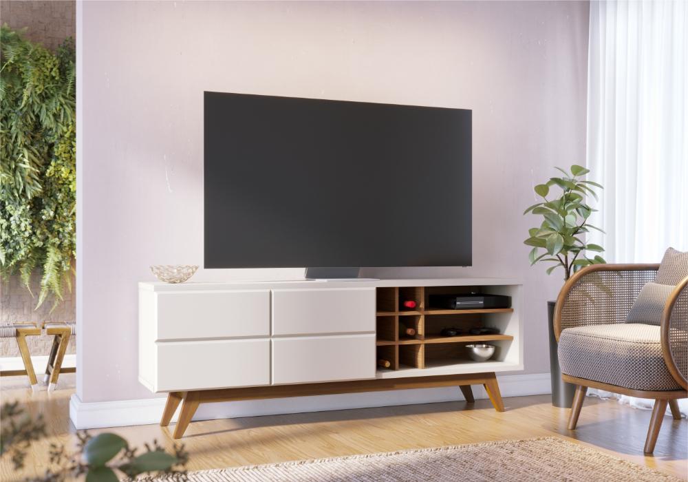 Rack para TV ate 70 Polegadas Isabel Off-White Matte Freijo