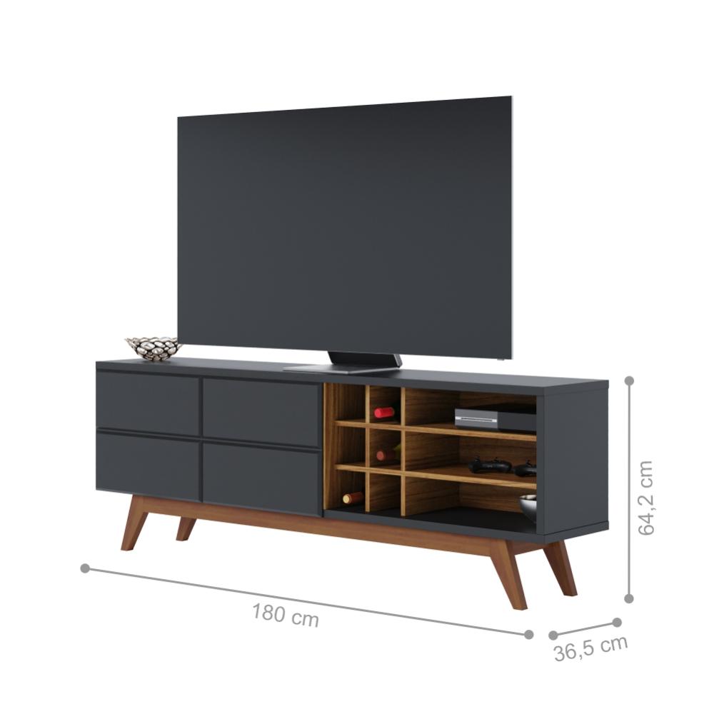 Rack para TV ate 70 Polegadas Isabel Preto Fosco Noce Milano