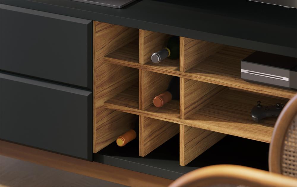 Rack para TV ate 70 Polegadas Isabel Preto Fosco Noce Milano