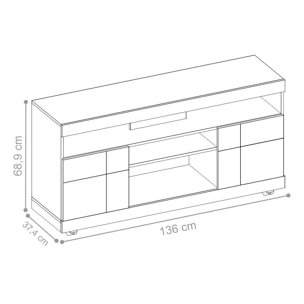 Rack para TV com Nichos Campbell Noce Preto