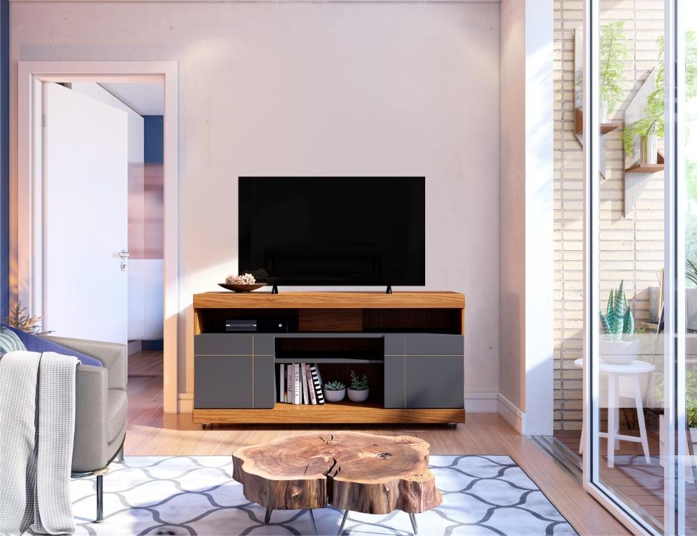Rack para TV com Nichos Campbell Noce Preto