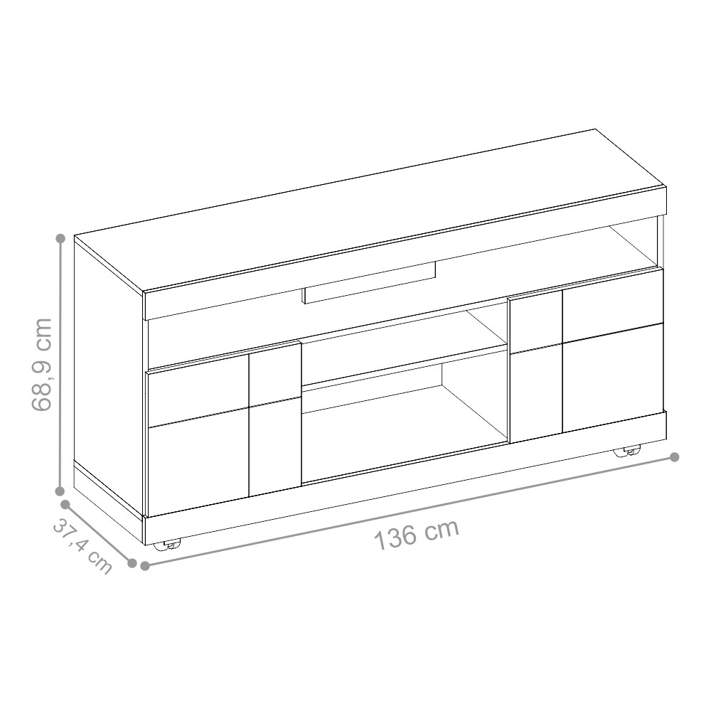 Rack para TV com Portas Aurora Noce Preto