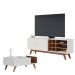 Sala de Estar Noronha Rack Bancada e Mesa de Centro Off White Matte/Freijó - Colibri