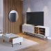 Sala de Estar Noronha Rack Bancada e Mesa de Centro Off White Matte/Freijó - Colibri
