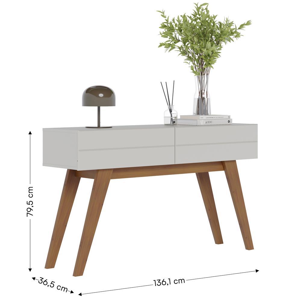 Sala de Estar Noronha Rack Bancada, Aparador e Mesa de Centro Off White Matte/Freijó - Colibri