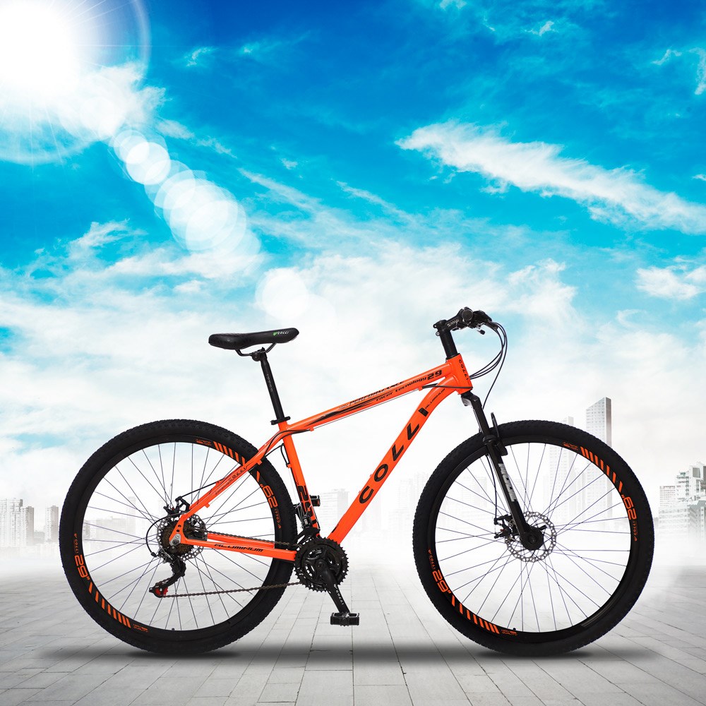 Bicicleta Atalanta Aro 29 Alumínio 21v Câmbio Traseiro Shimano Freio Mecânico Laranja - Colli Bike